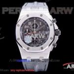 JF Factory Audemars Piguet Royal Oak Offshore Chrono Swiss 3126 Automatic Watches - Stainlesss Steel Case  Grey Leather Strap 